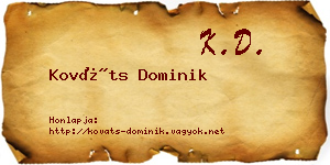 Kováts Dominik névjegykártya